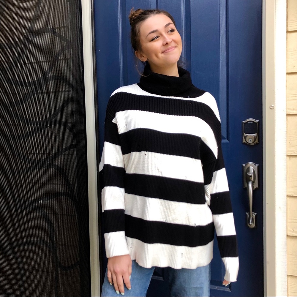 ZARA Knit Distressed Turtle Neck